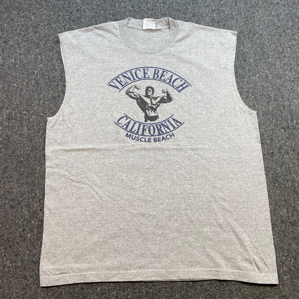 Pro Athletic Venice Beach Muscle Beach Sz 2XL Mens Gray Arnold Bodybuilder Tee